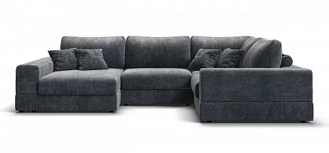 П-образный диван-кровать Босс Модуль правый, мягкие подлокотники, шенилл Глосс карбон