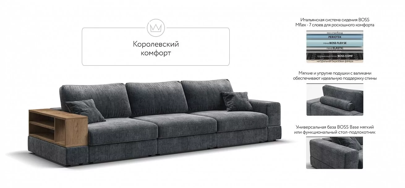Диван-кровать Босс Модуль Макс Шенилл Глосс карбон