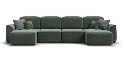 П-образный диван Кинг Модуль Велюр Реал зеленый