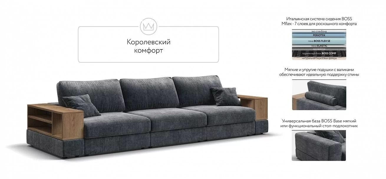 Диван-кровать Босс Модуль Макс Шенилл Глосс карбон