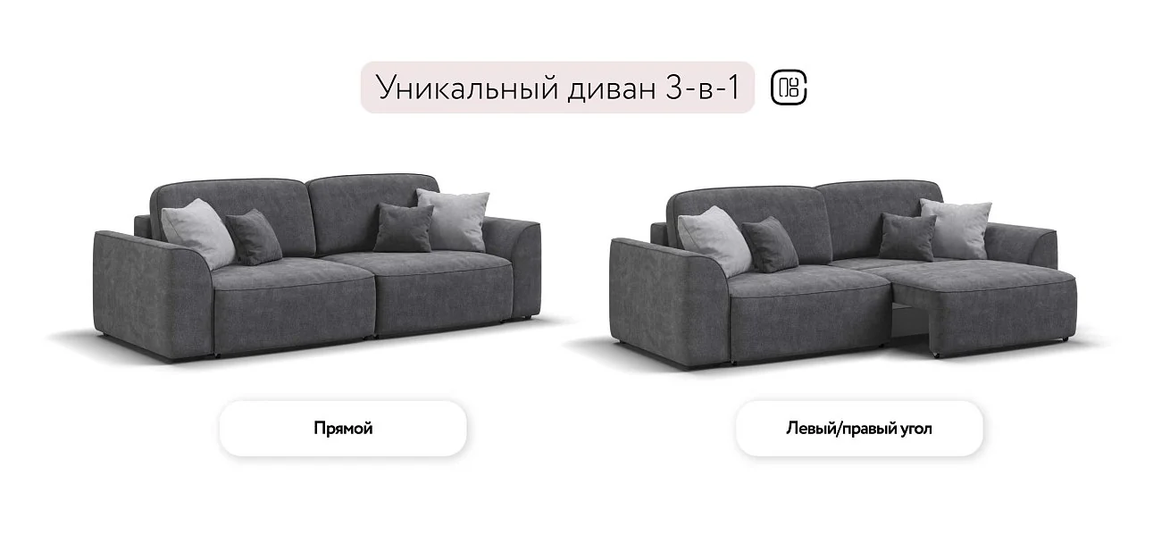 Диван Кинг Про Шенилл Клауд графит