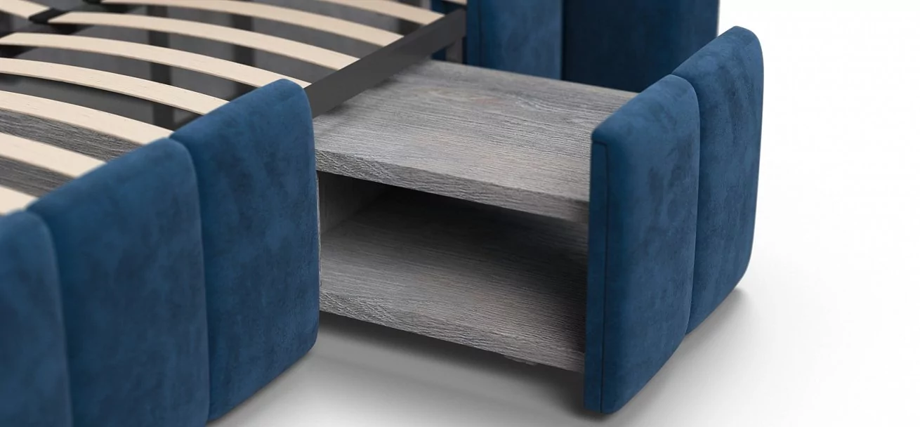 Босс ХО Кровать 180*200	Велюр Монолит синий
