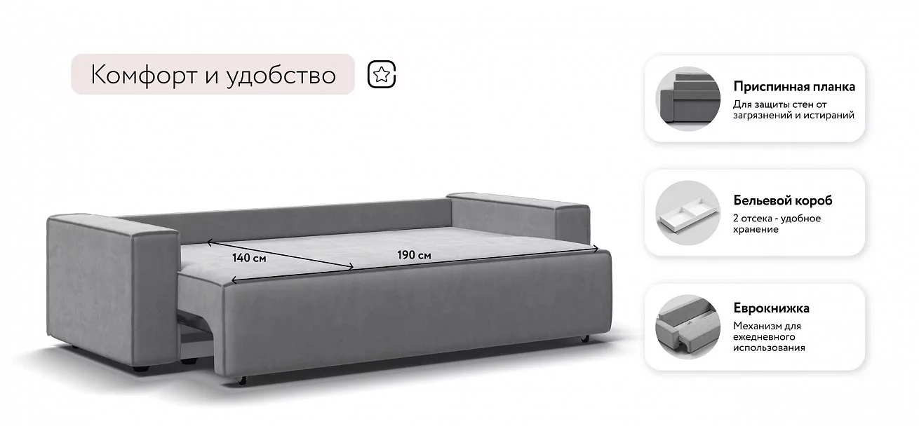 Диван Лофт велюр Монолит сталь
