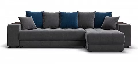 Угловой диван Дубай Велюр Монолит серый, Велюр Монолит синий
