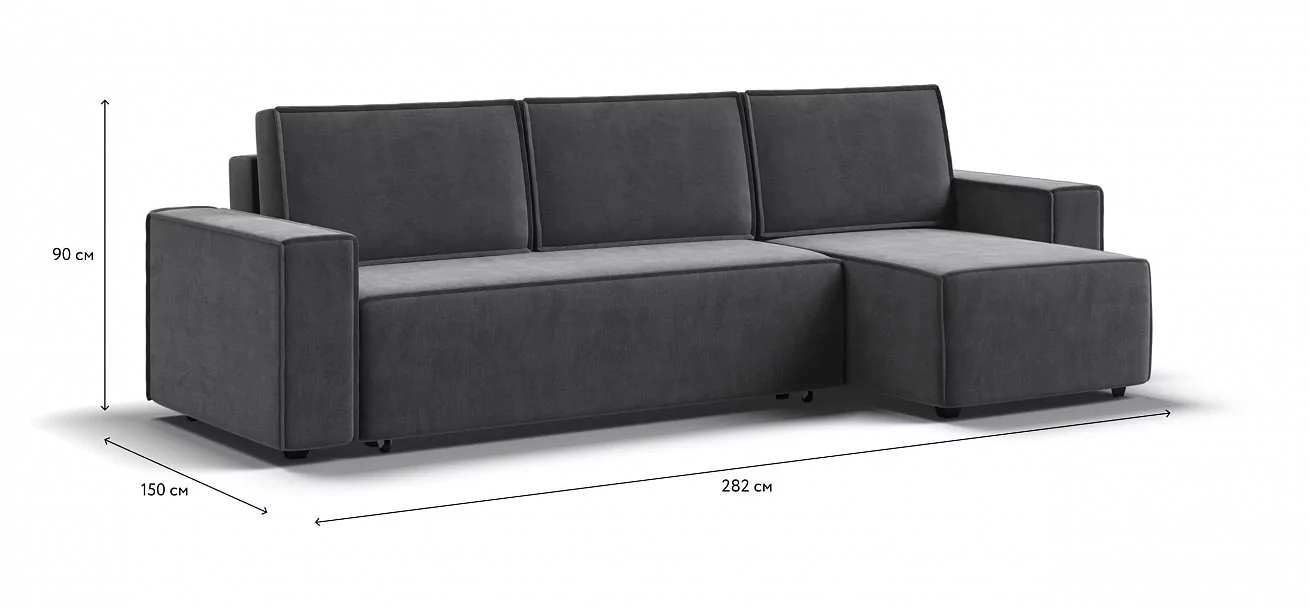 Угловой диван Норд Велюр Монолит серый